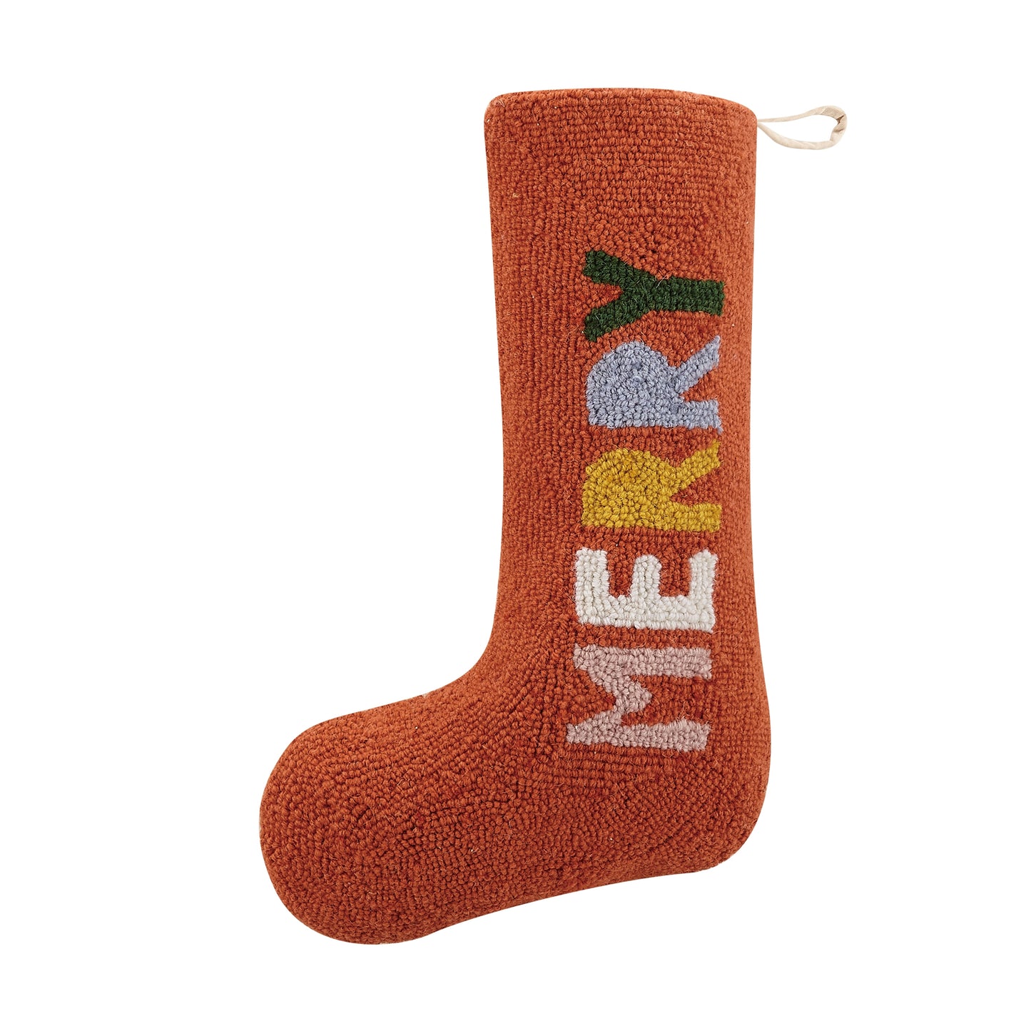 Merry Hooked Wool Holiday Stocking