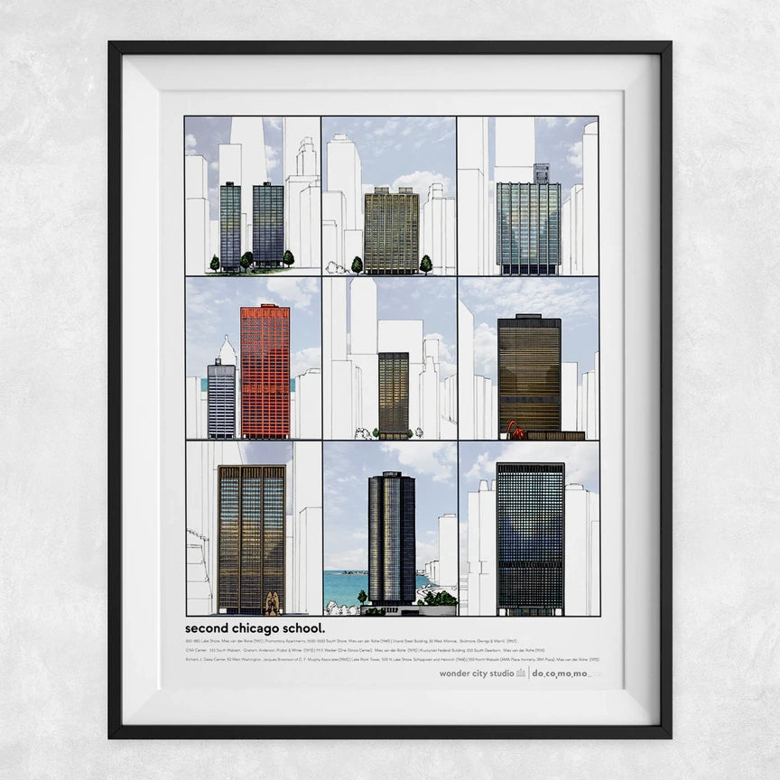 Mid-Century Modern Buildings of Chicago 11" x 14" Print