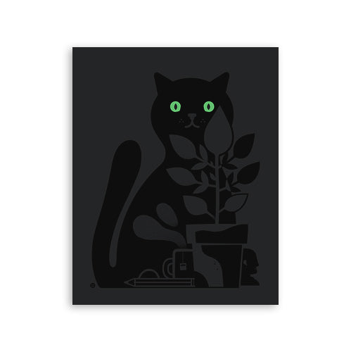 Midnight Cat 8" x 10" Silkscreen Print