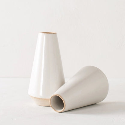 Minimal Off-White and Sand Ceramic 7"H Bud Vase