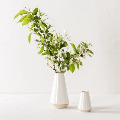 Minimal Off-White and Sand Ceramic 7"H Bud Vase