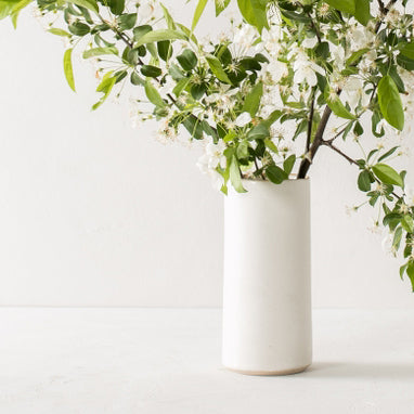 Minimal Off-White and Sand Ceramic 8.25"H Vase