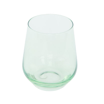 Handblown Mint Green Colored Stemless Wine Glass