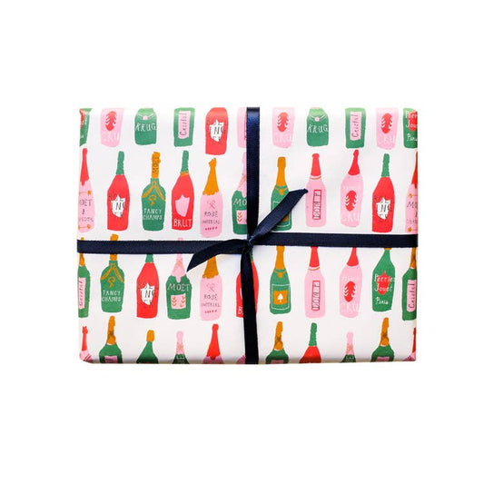 Let's Toast Champagne Holiday Gift Wrap (Roll of 3 Sheets)