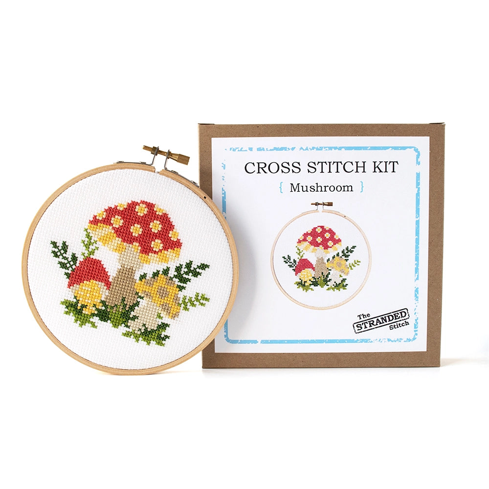5 Sets Embroidery Starter Kit with Patterns and Instructions Mushroom Cross  Stitch Set for Beginners DIY Adult Kids Beginner Cross Stitch Set with
