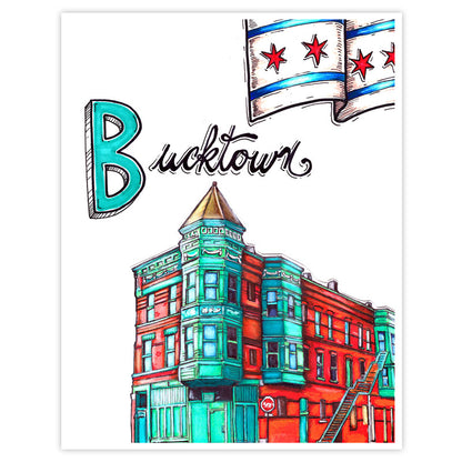 Chicago Neighborhood Landmarks 8.5" x 11" Print