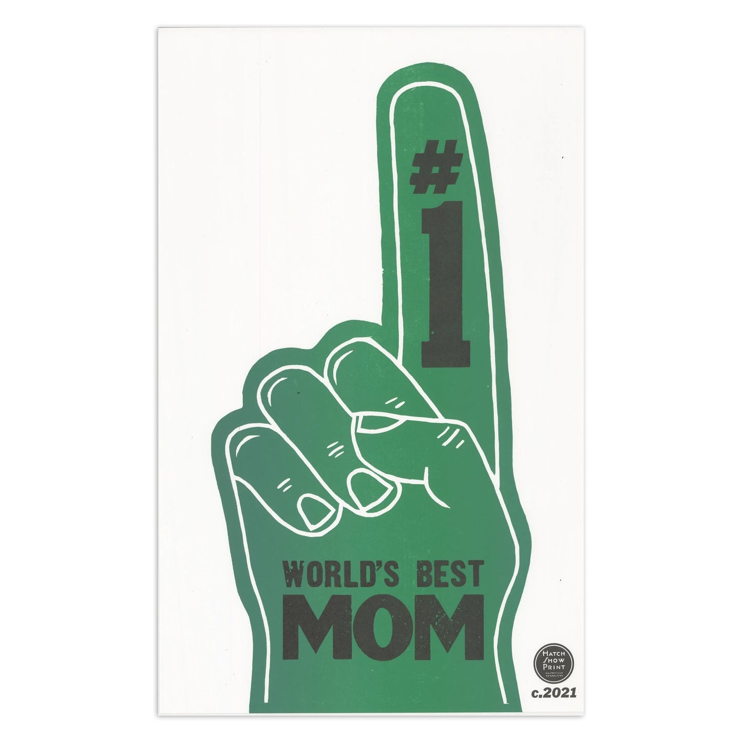World's Best Mom Foam Finger 10.5" x 17" Letterpress Print