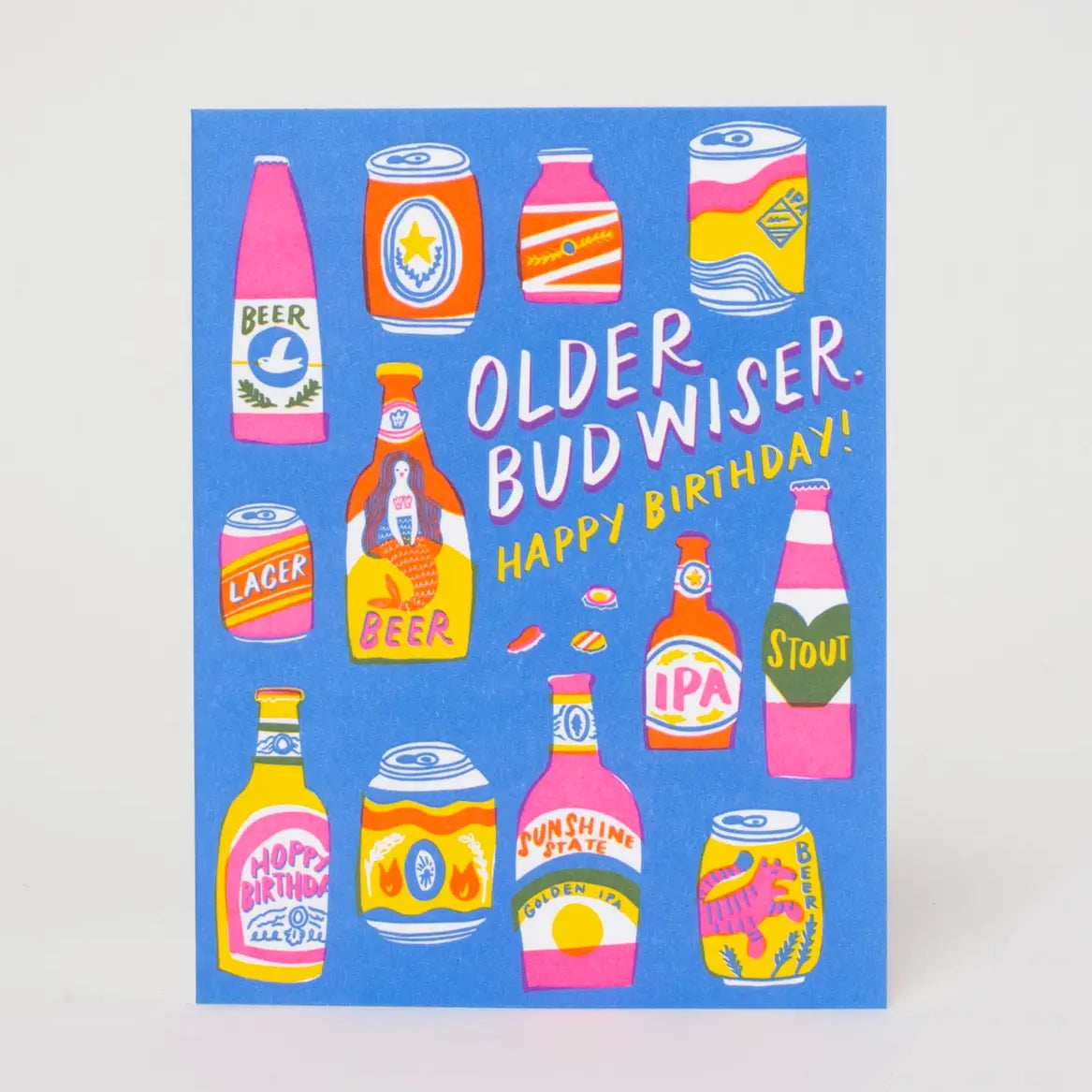 Older Bud Wiser Happy Birthday Letterpress Card