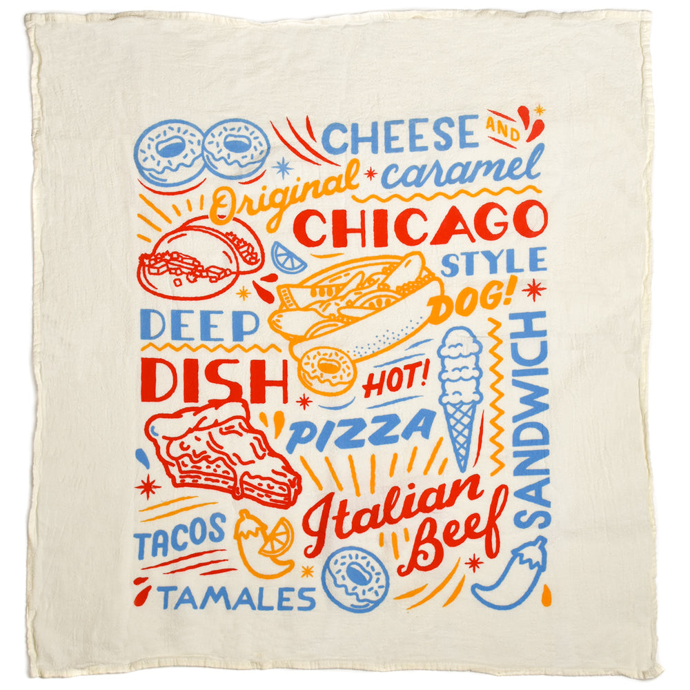 Chicago Food Icons Kitchen Tea Towel