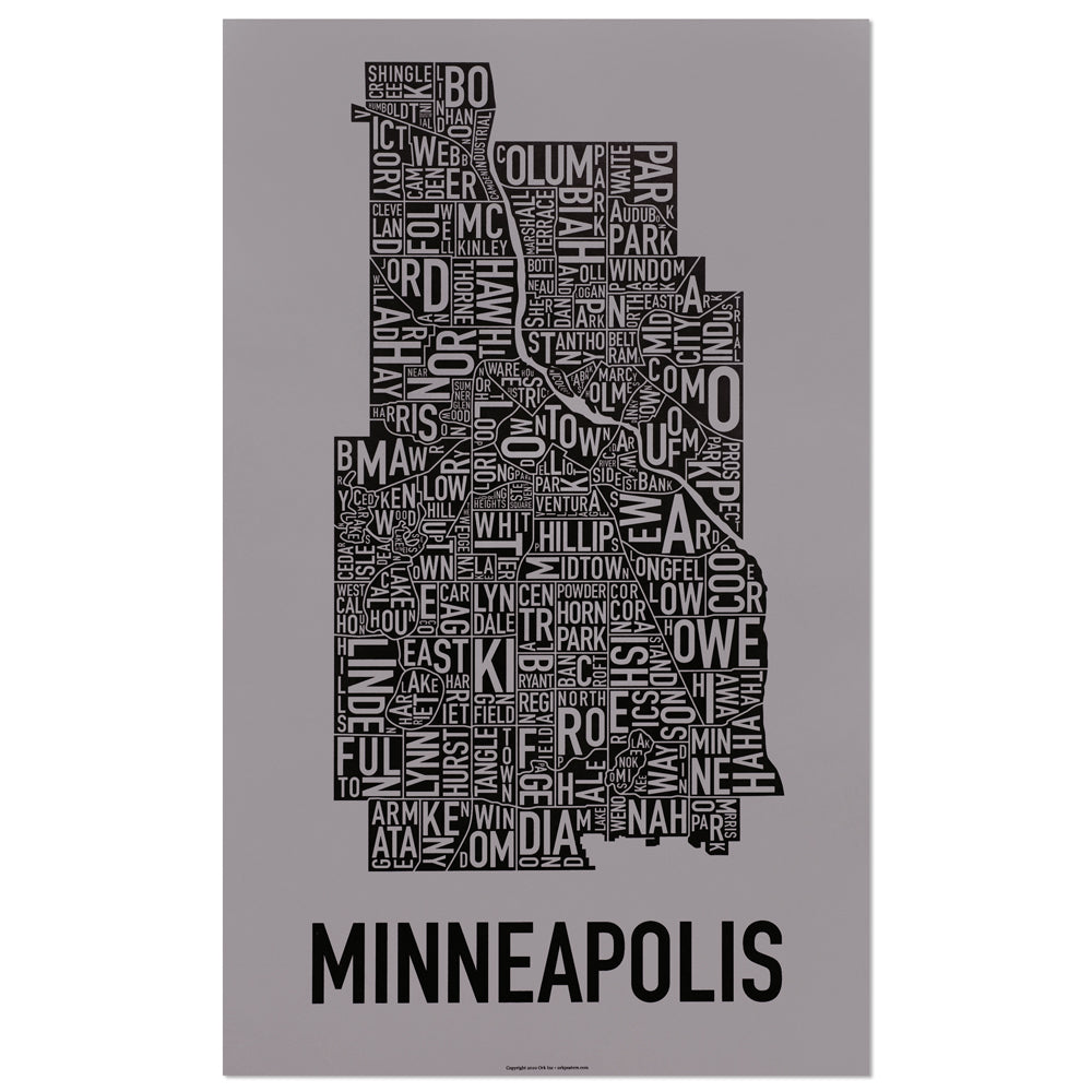Minneapolis Neighborhood Map Poster