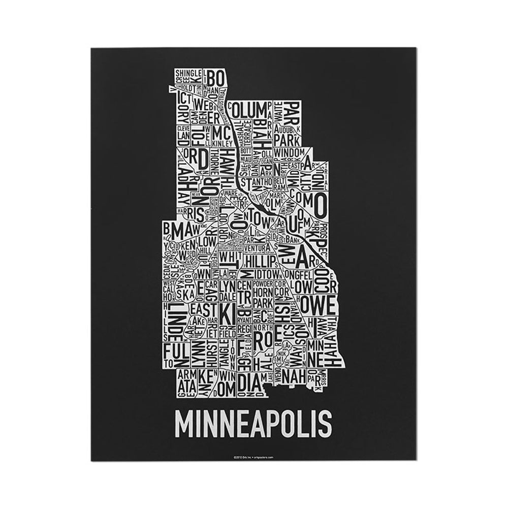 Minneapolis Neighborhood Map Poster