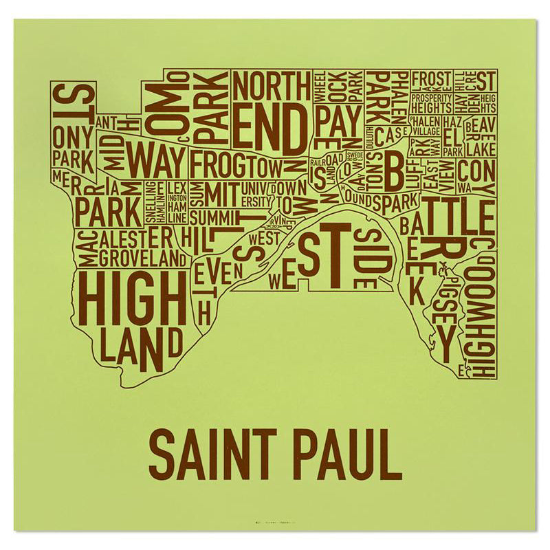 St. Paul Neighborhood Map 20" x 20" Poster