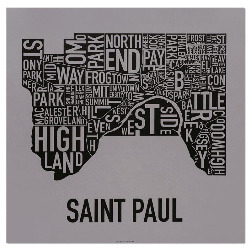 Printable Map of St. Paul Minnesota Home Decor Unique Gift 