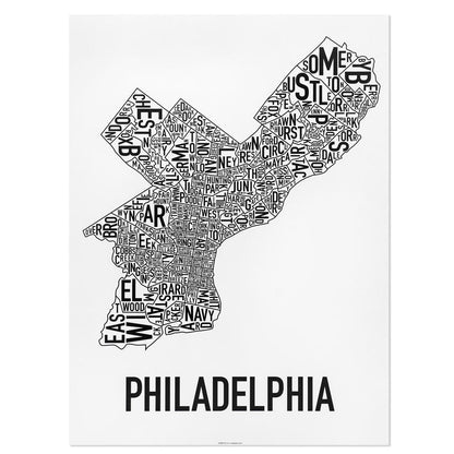 Philadelphia Typographic Neighborhood Map Poster