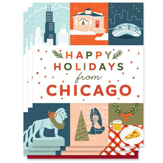 Happy Holidays from Chicago Grid Letterpress Cards (Box of 6)