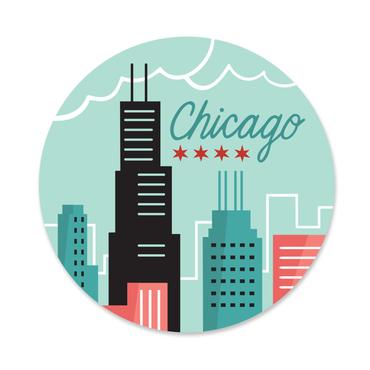 Chicago Illustrated Skyline Round Sticker – Neighborly