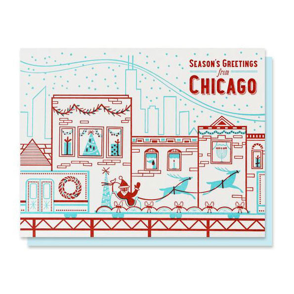 Season's Greetings from Chicago Holiday Train Letterpress Card