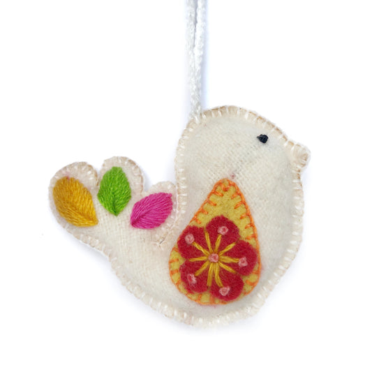 White Dove Embroidered Knit Wool Ornament