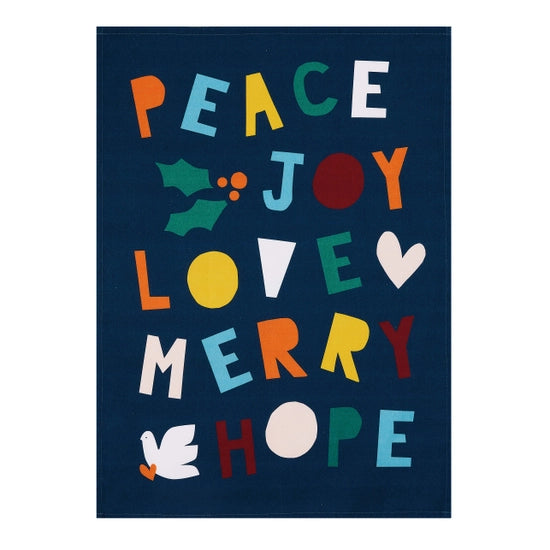 Peace Joy Love Merry Hope Holiday Kitchen Towel
