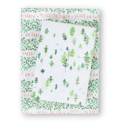 Winter Forest & Peace Eco-friendly Two-sided Holiday Gift Wrap (Set of 3 22" x 34" sheets)