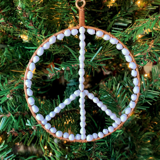 Peace Sign Paper Bead Holiday Ornament