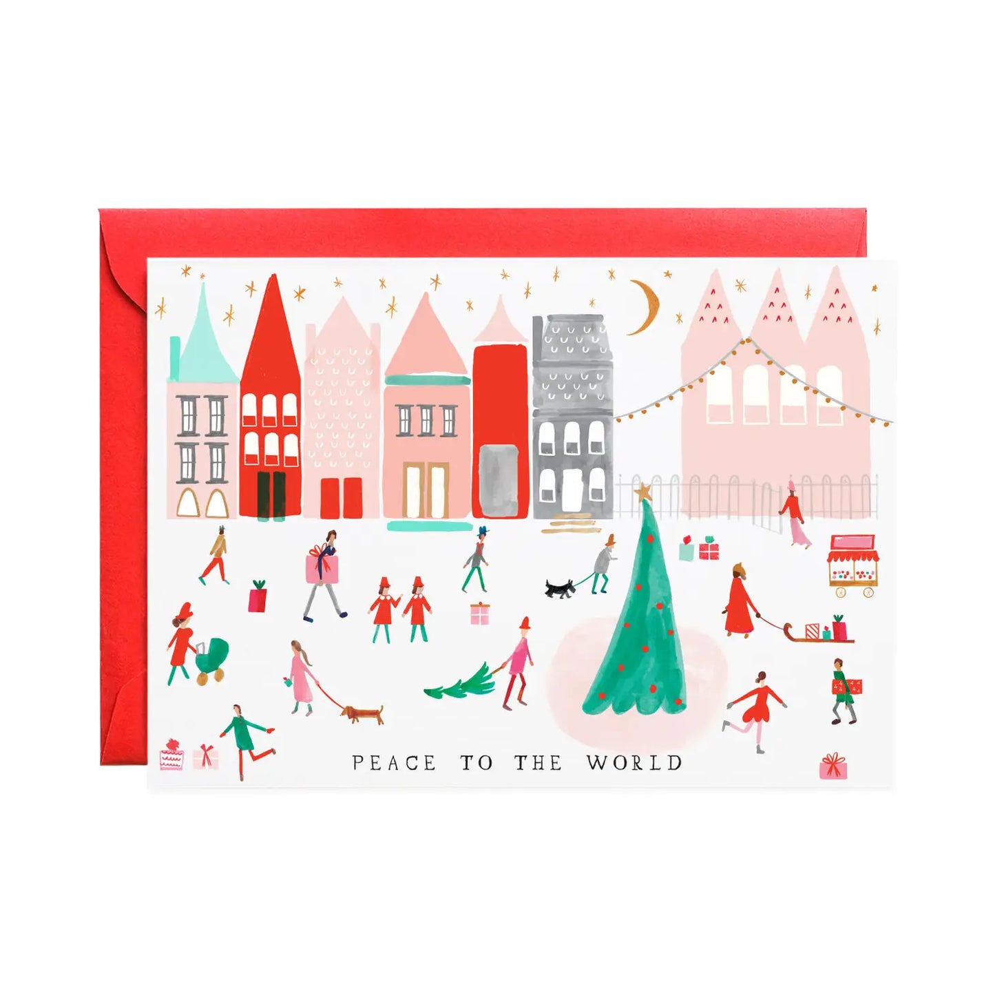 Peace to the World Cityscape Holiday Card