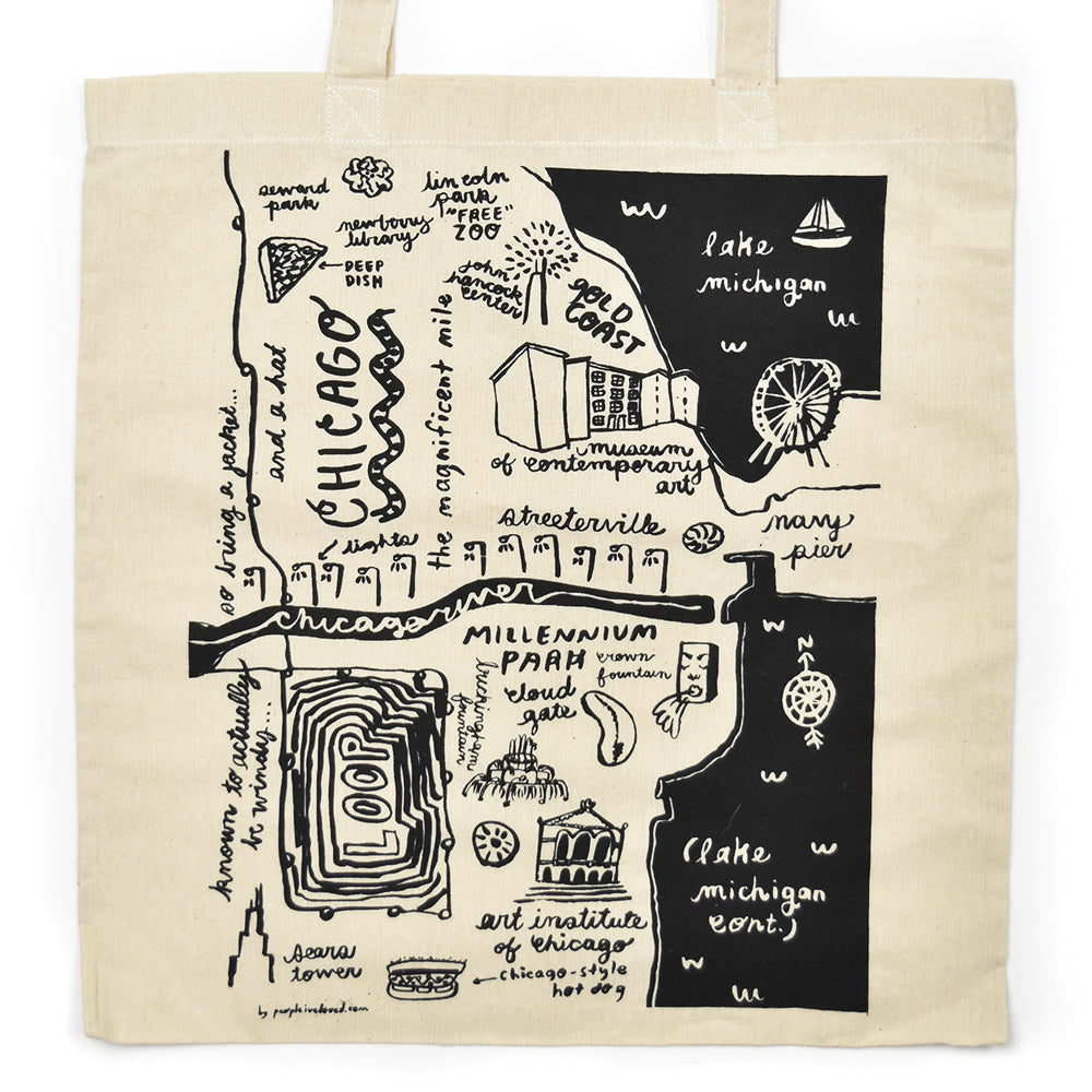 Chicago Illustrated Map Tote Bag