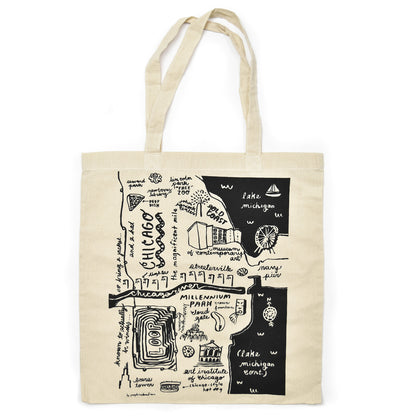 Chicago Illustrated Map Tote Bag
