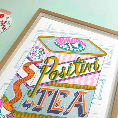 Positive Tea Tin 8.25" x 11.75" Risograph Print