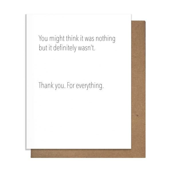 Not Nothing Thank You Letterpress Card – Neighborly