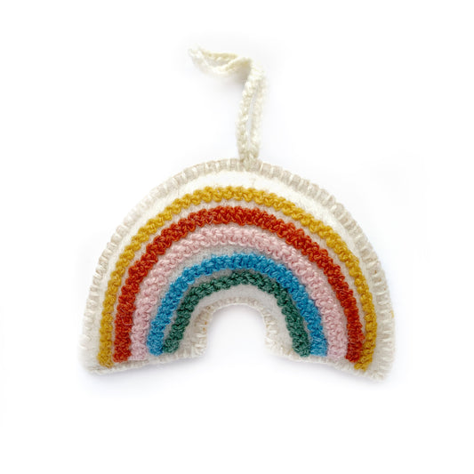 Rainbow Embroidered Knit Wool Ornament