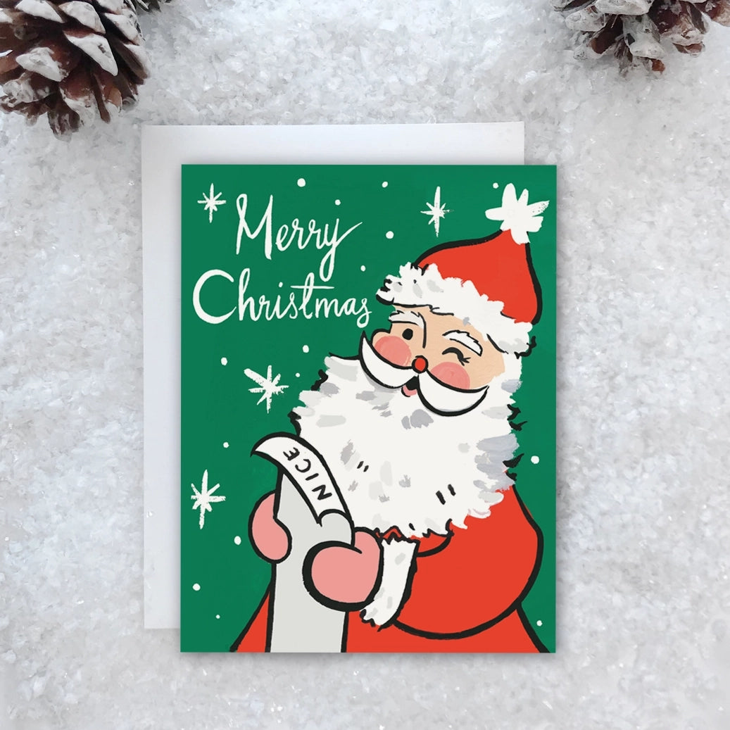 Retro Santa Merry Christmas Holiday Card