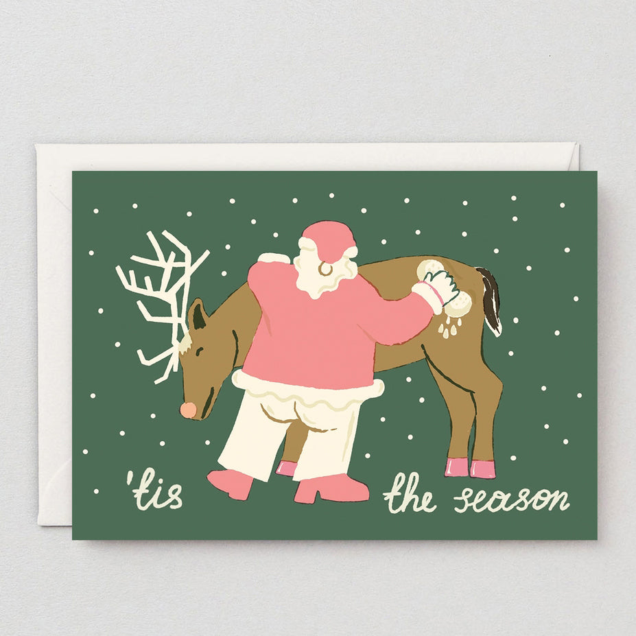 Tis the Season Santa and Rudolph Holiday Greeting Card
