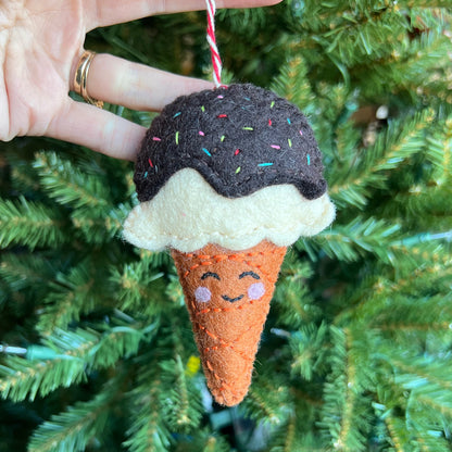 Ice Cream Cone Felt Wool Ornament
