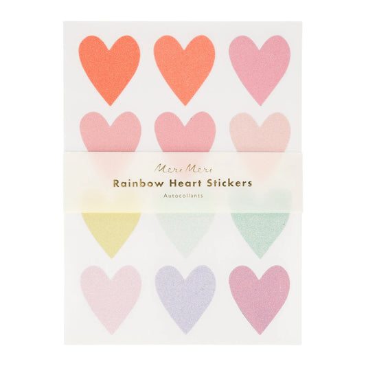 Sparkling Rainbow Pastel Heart Sticker Sheets (Set of 10 Sheets)