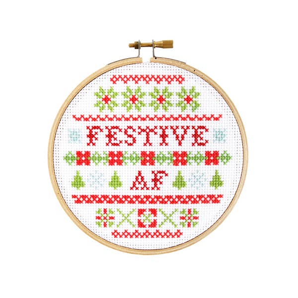 Festive AF Holiday 5" Cross Stitch Kit