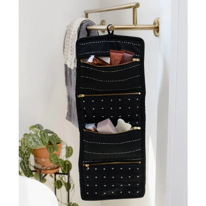 Hand Stitched Travel Organizer Hanging Toiletry Bag