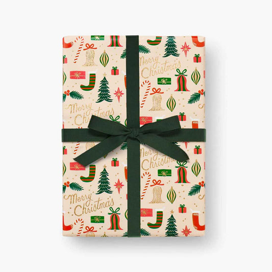 Deck the Halls Merry Christmas Holiday Continuous Gift Wrap 8' Roll