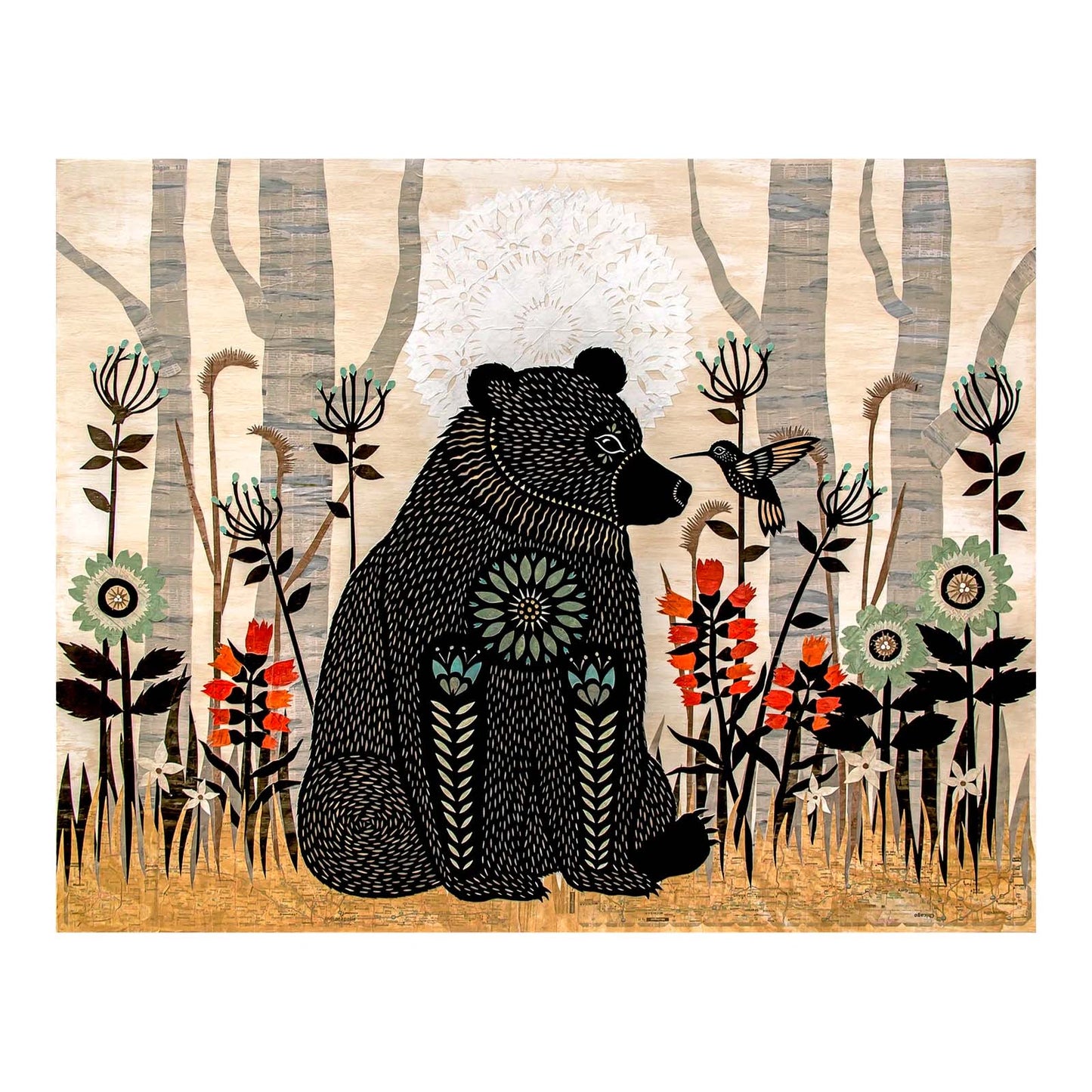 We Never Needed Words Bear 11" x 14" Paper Cut Print