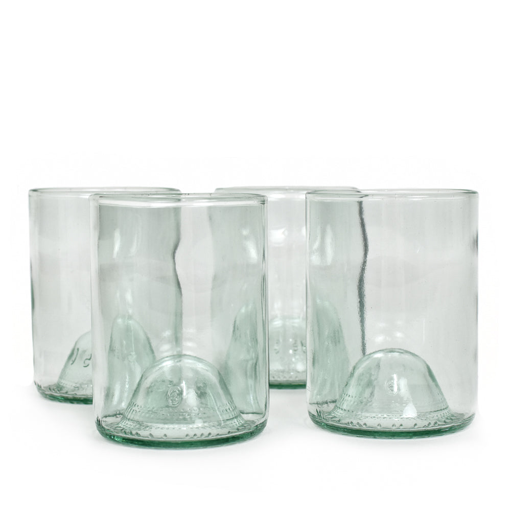 Wine Punts Recycled Wine Bottle Short Drinking Glasses in Clear