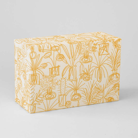 Yellow Plants Gift Wrap (Pack of 3 - 20” x 28” Sheets)