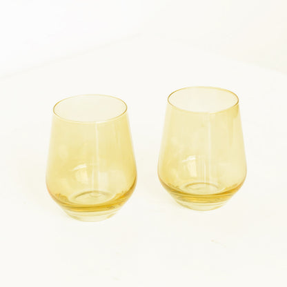 Estelle Colored Glass Hand-Blown Amber Cocktail Glasses (Set of 2), Made in  Poland