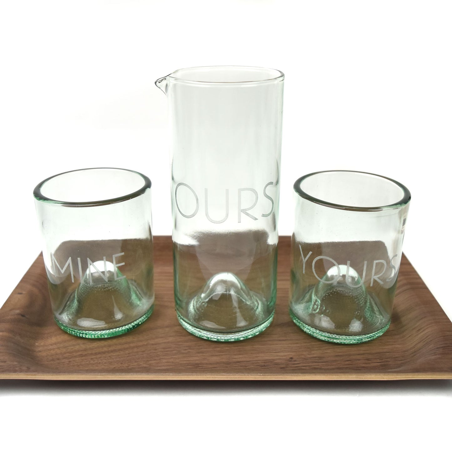 Yours, Mine & Ours Etched Cocktail or Wine Glass Set